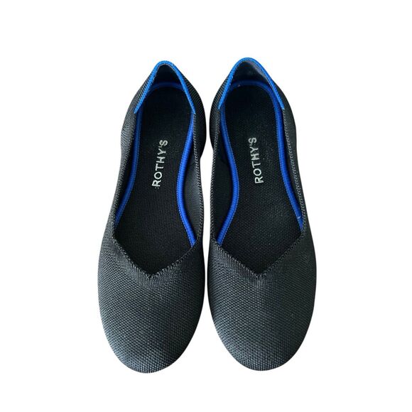 ROTHY’S The Flat Round Toe Ballet Shoes Black Knit Slip On Women's Size 8.5 - Picture 4 of 8